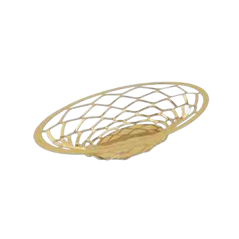 Designer Golden Plated Stainless Steel Diamante Medium Oval Bread Basket / Fruit Holder