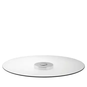 Designer Glass with Stainless Steel Palmi Rotatory Platter 77 cm
