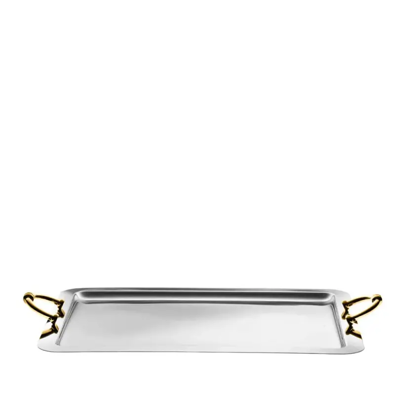 Designer Gold and Stainless Steel Ferrara Large Tray Designer Gold and Stainless Steel Ferrara Large Tray
