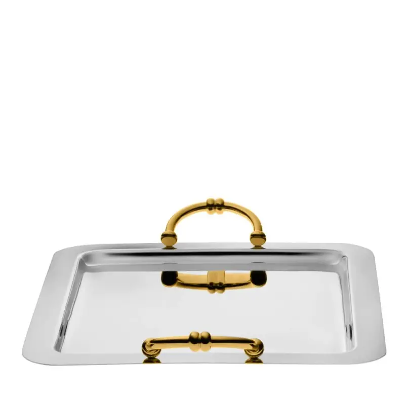 Designer Gold and Stainless Steel Ferrara Large Tray Designer Gold and Stainless Steel Ferrara Large Tray