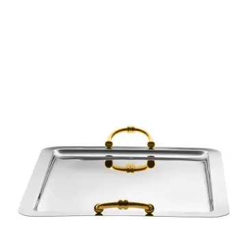 Designer Gold and Stainless Steel Ferrara Large Tray