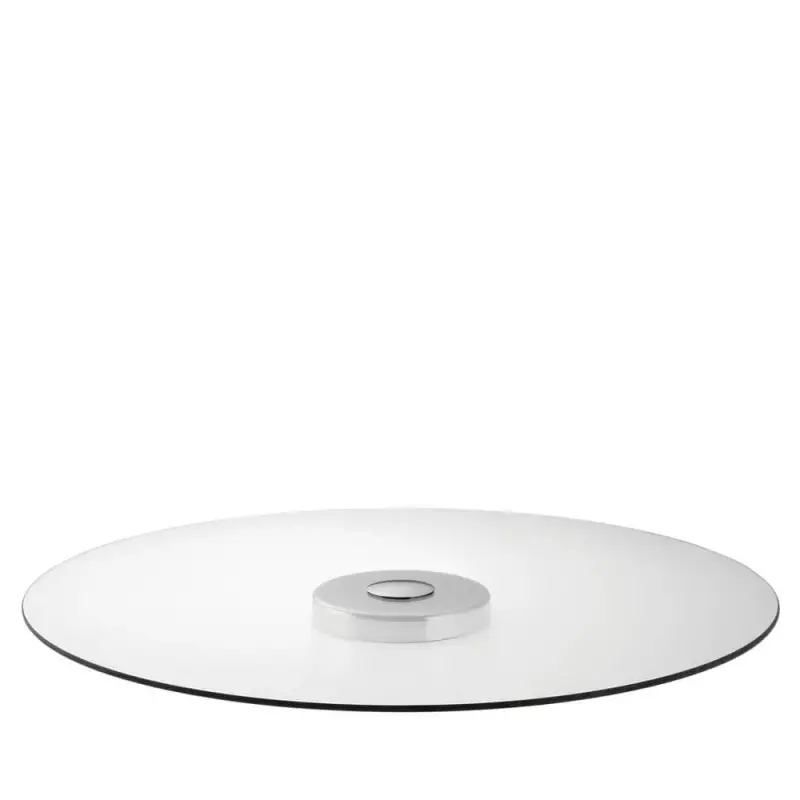 Designer Glass with Stainless Steel Palmi Rotatory Platter 37 cm