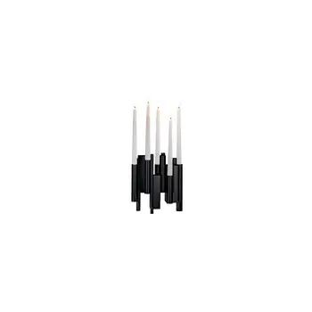 Designer Nickel Black and Stainless Steel Manhattan Candlestick with 3 Candles