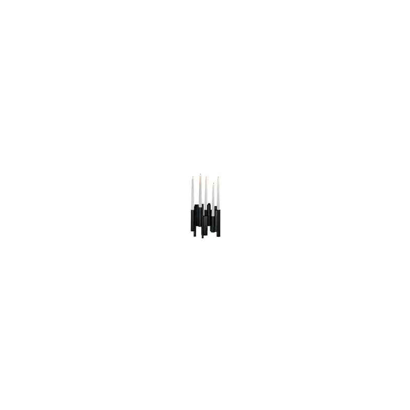 Designer Nickel Black and Stainless Steel Manhattan Candlestick with 3 Candles Designer Nickel Black and Stainless Steel Manhattan Candlestick with 3 Candles