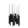 Designer Nickel Black and Stainless Steel Manhattan Candlestick with 3 Candles