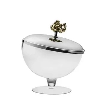 Designer Stainless Steel Dessert Bowl with Pyrite Stone