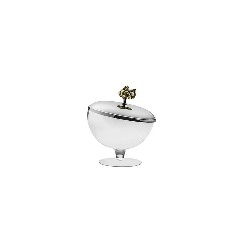 Designer Stainless Steel Dessert Bowl with Pyrite Stone