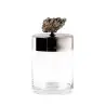 Designer Stainless Steel Medium Decorative Box with Pyrite Stone 800 mL