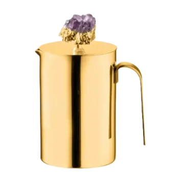 Designer Stainless Steel Coffee Pot with Amethyst Stone 0.6L