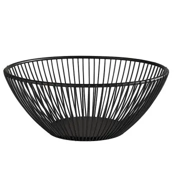APS Basket 7-7/8" dia. round black metal stackable Svart