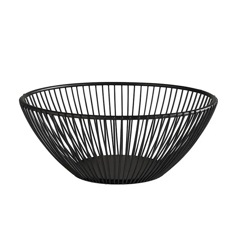 APS Basket 7-7/8" dia. round black metal stackable Svart