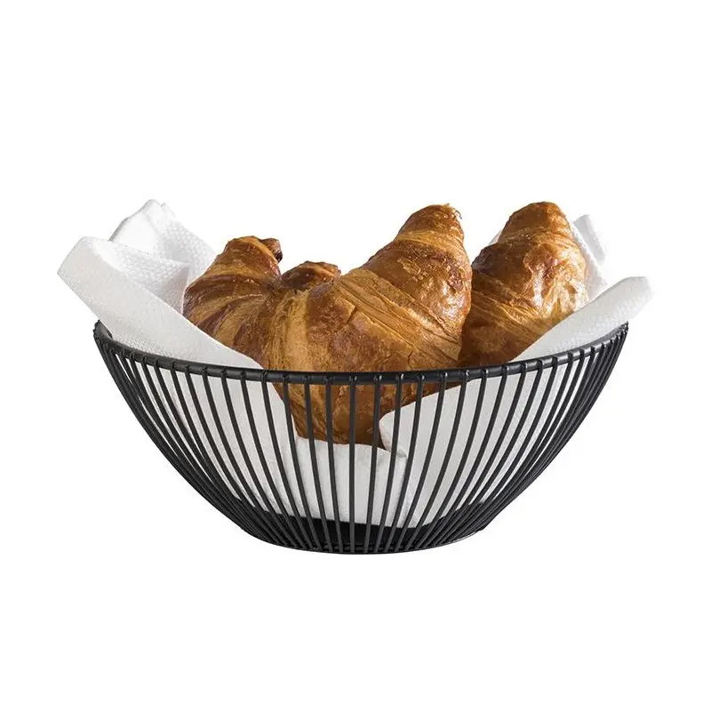 APS Basket 7-7/8" dia. round black metal stackable Svart