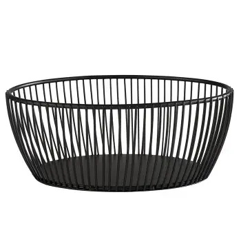 APS Basket 7-7/8" x 6" oval black metal stackable Svart