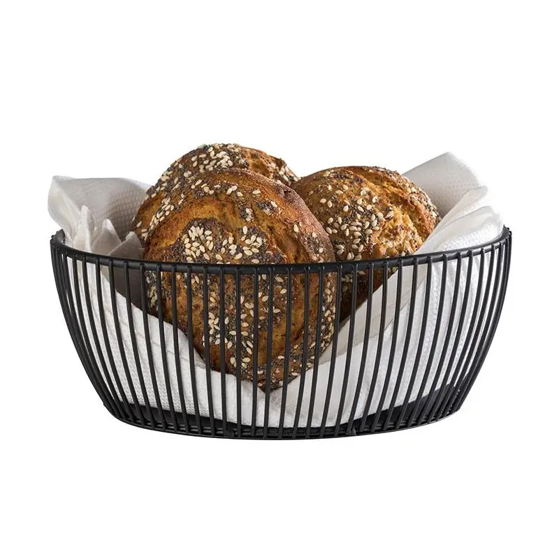 APS Basket 7-7/8" x 6" oval black metal stackable Svart APS Basket 7-7/8" x 6" oval black metal stackable Svart