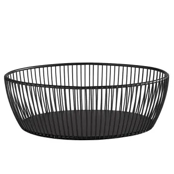 APS Basket 9-1/2" x 7-1/2" oval black metal stackable Svart