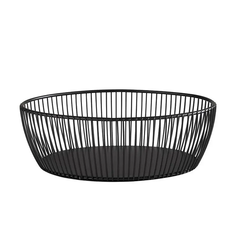 APS Basket 9-1/2" x 7-1/2" oval black metal stackable Svart