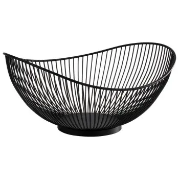 APS Basket 11-1/2" x 10" oval black metal stackable Svart