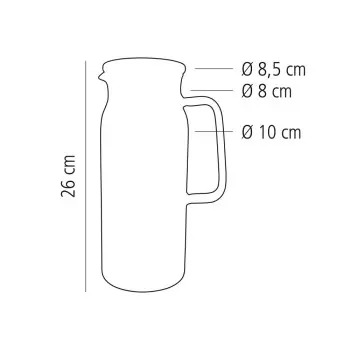 APS Carafe 50-3/4 oz. clear glass w/ SS matte lid & strainer handled drip-free