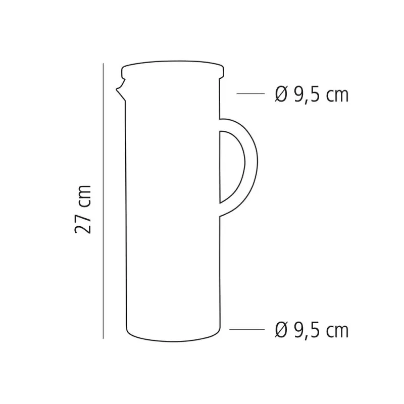 APS Carafe 50-3/4 oz. clear glass w/ SS lid handled drip-free - Case of 12