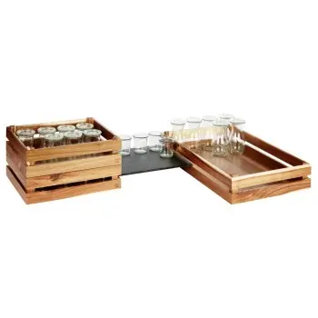 APS Superbox Foundation Gastronorm 1/1 21-7/8" x 13-7/8" x 4-1/4" acacia wood caramel