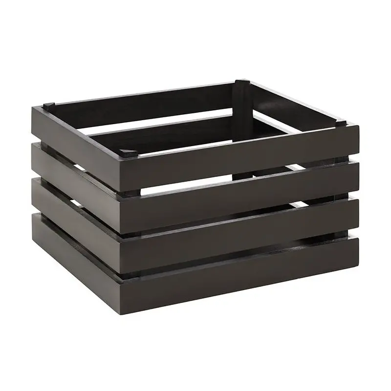 APS Superbox Tall Gastronorm 1/2 13-3/4" x 11-1/8" x 7-7/8" acacia wood black