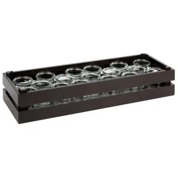 APS Superbox Foundation Gastronorm 2/4 21-7/8" x 7-3/8" x 4-1/4" acacia wood black