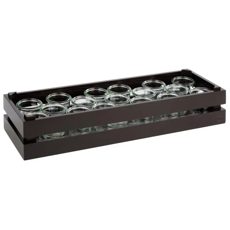 APS Superbox Foundation Gastronorm 2/4 21-7/8" x 7-3/8" x 4-1/4" acacia wood black