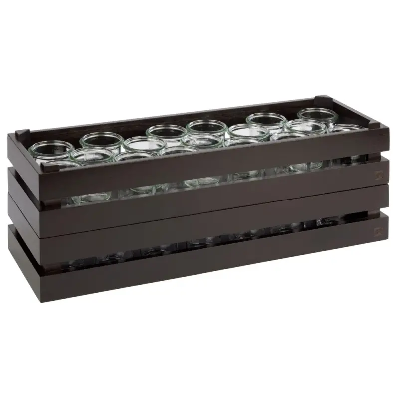 APS Superbox Foundation Gastronorm 2/4 21-7/8" x 7-3/8" x 4-1/4" acacia wood black