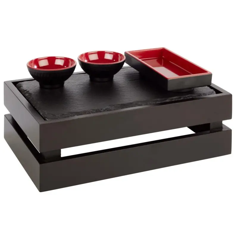 APS Superbox Foundation Gastronorm 1/4 11-1/2" x 7-3/8" x 4-1/4" acacia wood black