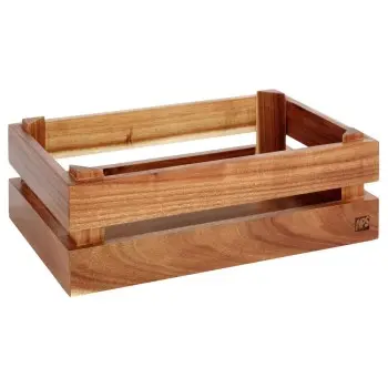 APS Superbox Foundation Gastronorm 1/4 11-1/2" x 7-3/8" x 4-1/4" acacia wood caramel
