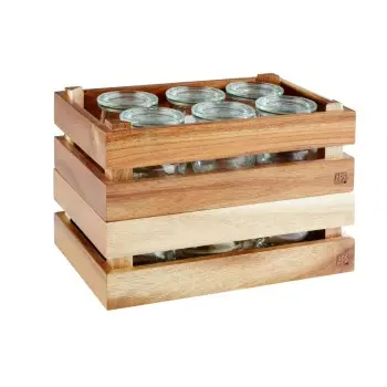 APS Superbox Foundation Gastronorm 1/4 11-1/2" x 7-3/8" x 4-1/4" acacia wood caramel