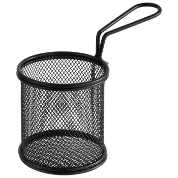 APS Fry Basket 3-1/2" black matte stainless steel round Snackholder