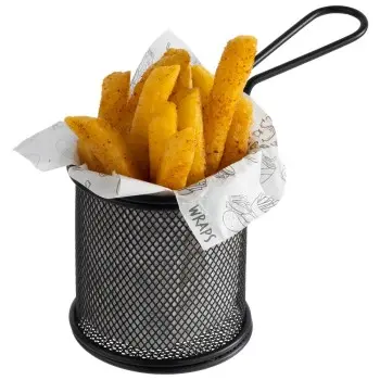 APS Fry Basket 3-1/2" black matte stainless steel round Snackholder