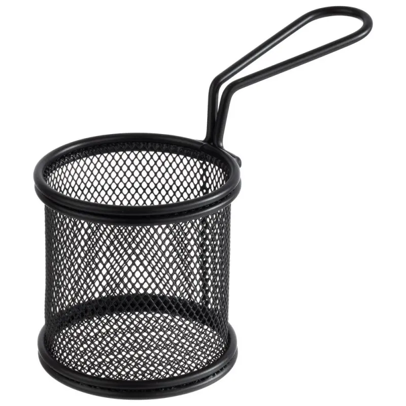 APS Fry Basket 3-1/8" black matte stainless steel round Snackholder