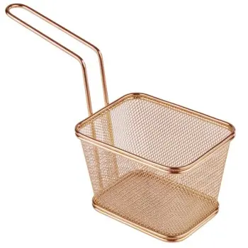 APS Fry Basket 5-1/8" x 4-1/8" gold finish stainless steel Snackholder