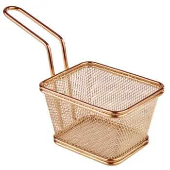 APS Fry Basket 3-7/8" x 3-3/8" gold finish stainless steel Snackholder