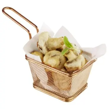 APS Fry Basket 3-7/8" x 3-3/8" gold finish stainless steel Snackholder