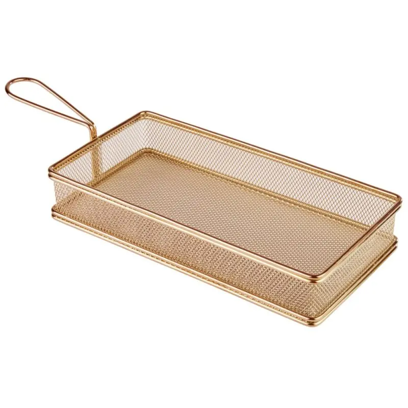 APS Fry Basket 10-1/4" x 5-1/8" gold finish stainless steel Snackholder APS Fry Basket 10-1/4" x 5-1/8" gold finish stainless steel Snackholder