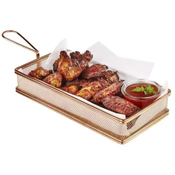 APS Fry Basket 10-1/4" x 5-1/8" gold finish stainless steel Snackholder