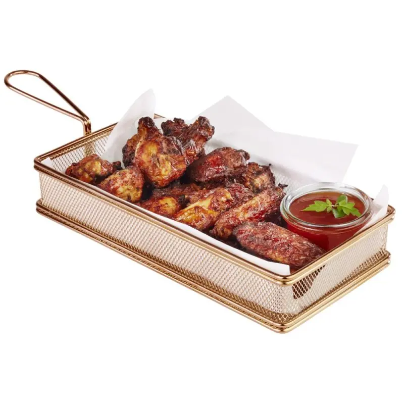 APS Fry Basket 10-1/4" x 5-1/8" gold finish stainless steel Snackholder APS Fry Basket 10-1/4" x 5-1/8" gold finish stainless steel Snackholder