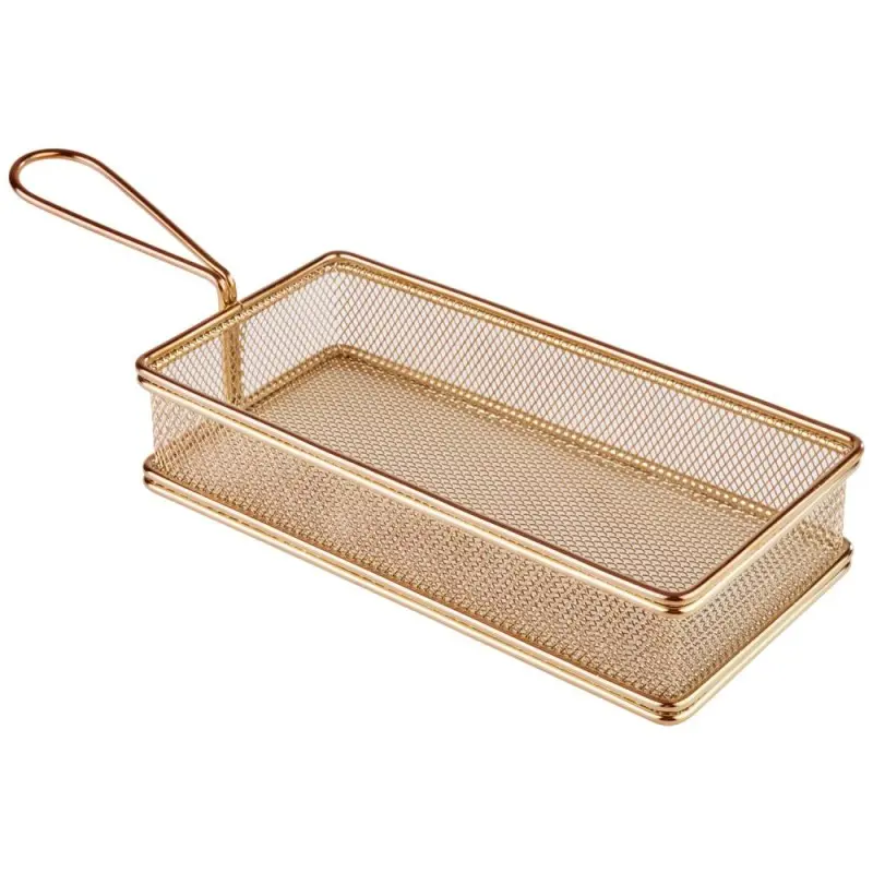 APS Fry Basket 8-1/2" x 4-1/8" gold finish stainless steel Snackholder APS Fry Basket 8-1/2" x 4-1/8" gold finish stainless steel Snackholder