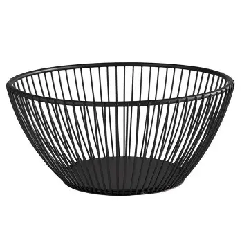 APS Basket 6-7/8" dia. round black metal stackable Svart