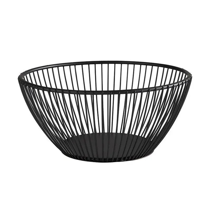 APS Basket 6-7/8" dia. round black metal stackable Svart