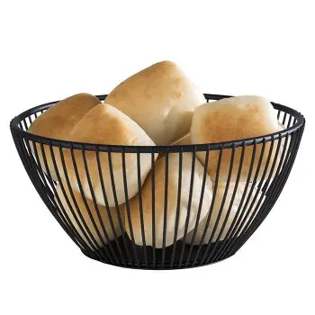 APS Basket 6-7/8" dia. round black metal stackable Svart