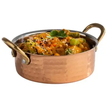 APS Serving Pot 16 oz. copper/aluminum hammered finish round Mumbai