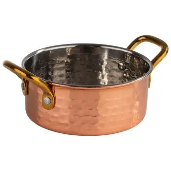 APS Serving Pot 11.8 oz. copper/aluminum hammered finish round Mumbai