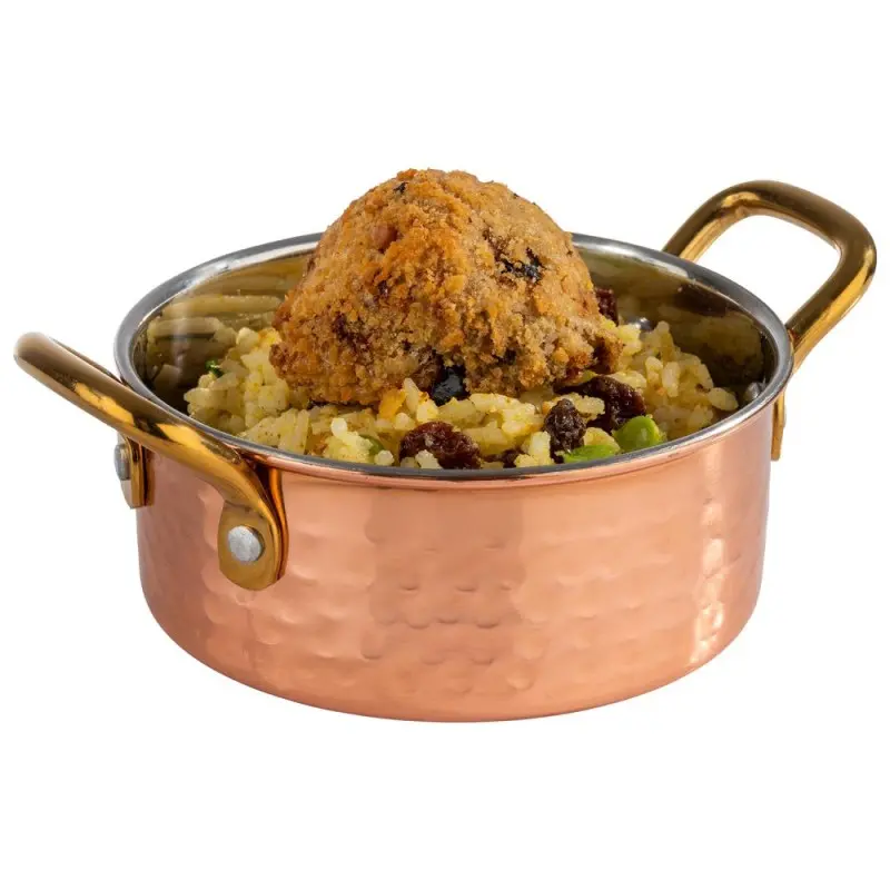 APS Serving Pot 11.8 oz. copper/aluminum hammered finish round Mumbai