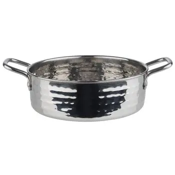 APS Serving Pot 25.3 oz. stainless steel hammered finish round Mumbai