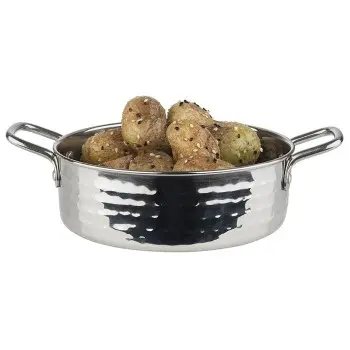 APS Serving Pot 25.3 oz. stainless steel hammered finish round Mumbai