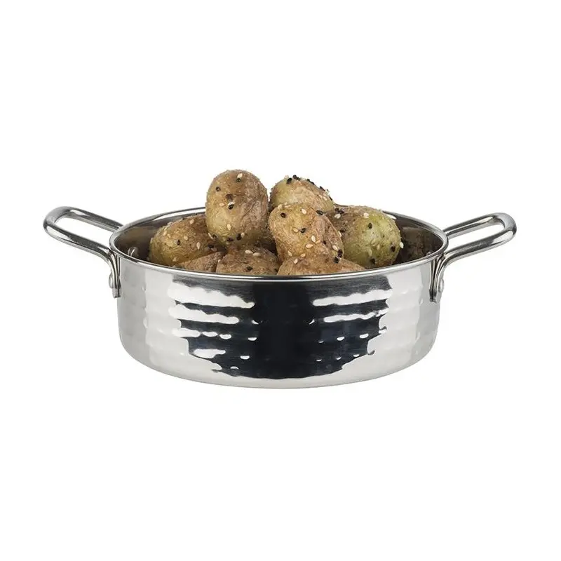 APS Serving Pot 25.3 oz. stainless steel hammered finish round Mumbai